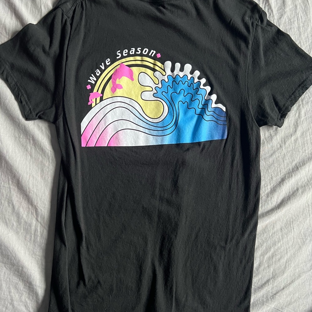 Pink Dolphin Shirt Black, Wave Season Logo